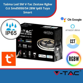 Taśma Led 5M V-Tac Zestaw Rgbw Cct Smd5050/54 28W Ip65 Tuya Smart