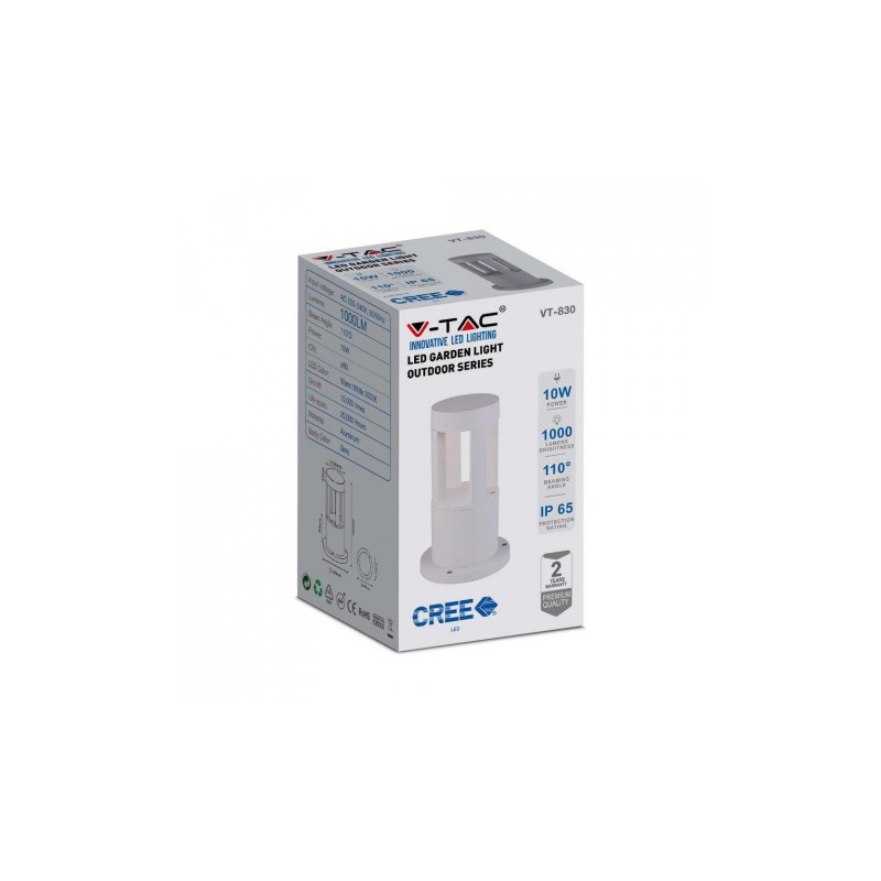 Słupek Ogrodowy V-TAC 10W LED IP65 Biały 25cm VT-830 4000K 1000lm