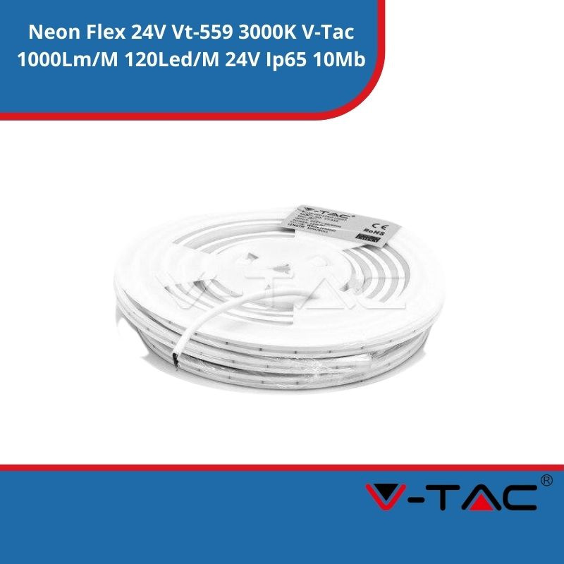 Neon Flex 24V Vt-559 3000K SKU 2568 V-Tac 1000Lm/M 120Led/M 24V Ip65 10Mb