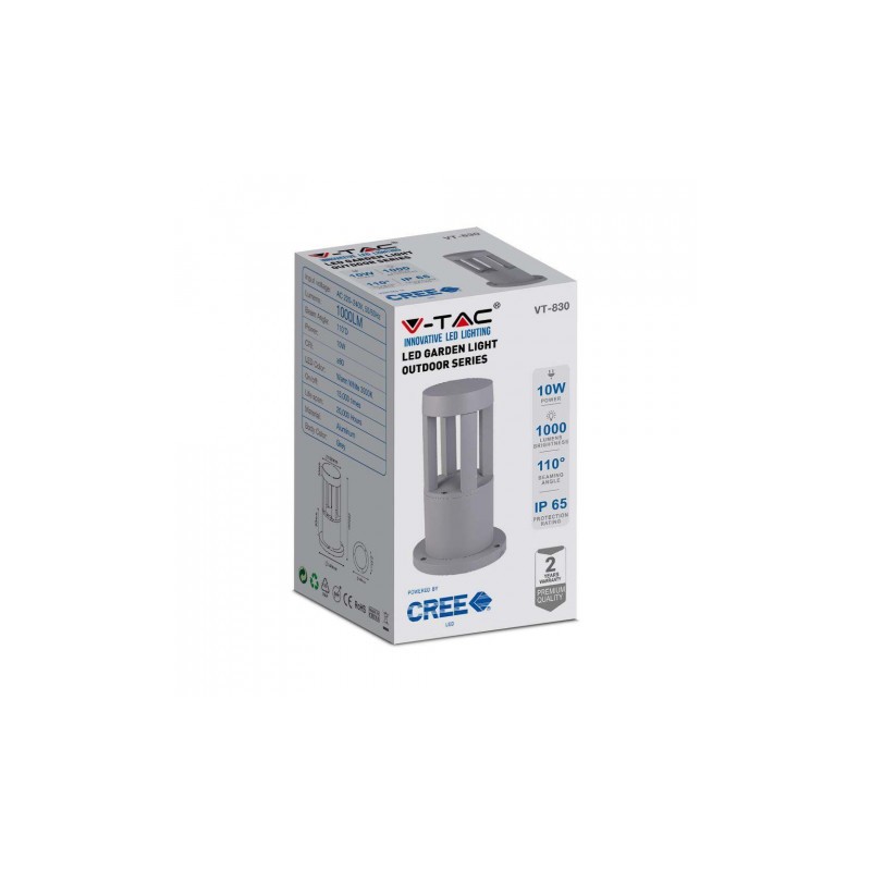 Słupek Ogrodowy V-TAC 10W LED IP65 Szary 25cm VT-830 4000K 1000lm