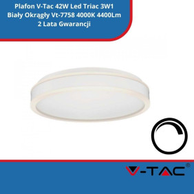Plafon SKU 6912 V-Tac 42W Led Triac 3W1 Biały Okrągły Vt-7758 4000K 4400Lm 2 Lata Gwarancji