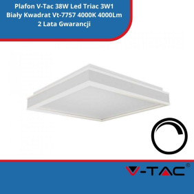 Plafon SKU 6915 V-Tac 38W Led Triac 3W1 Biały Kwadrat Vt-7757 4000K 4000Lm 2 Lata Gwarancji