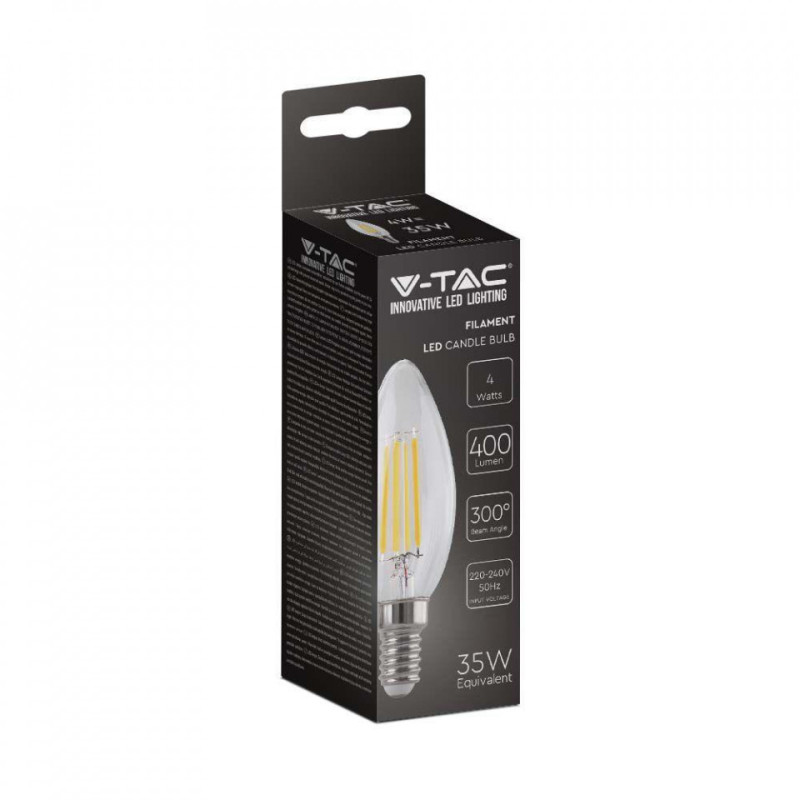 Żarówka Led V-Tac 4W Filament E14 Świeczka Vt-1986 6500K 400Lm