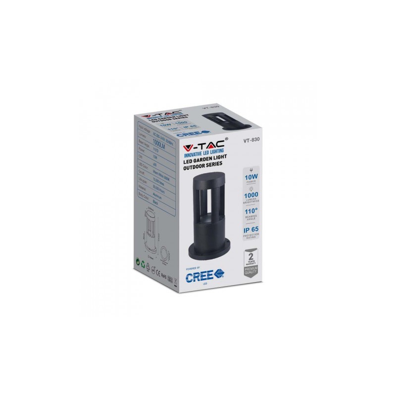 Słupek Ogrodowy V-TAC 10W LED IP65 Czarny 25cm VT-830 6400K 1000lm
