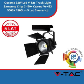 Oprawa 33W Led SKU 373 V-Tac Track Light Samsung Chip Cri90+ Czarna Vt-433 5000K 2800Lm 5 Lat Gwarancji