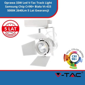 Oprawa 33W Led SKU 370 V-Tac Track Light Samsung Chip Cri90+ Biała Vt-433 5000K 2640Lm 5 Lat Gwarancji