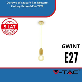 Oprawa Wisząca SKU 3725 V-Tac Drewno Zielony Przewód Vt-7778