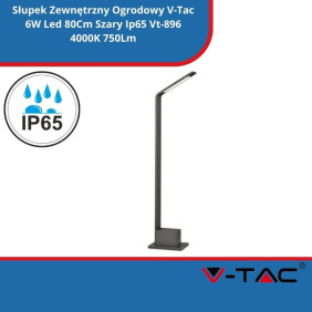 Słupek Zewnętrzny Ogrodowy SKU 218681 V-Tac 6W Led 80Cm Szary Ip65 Vt-896 4000K 750Lm
