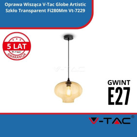 Oprawa Wisząca SKU 3867 V-Tac Globe Artistic Szkło Transparent Fi280Mm Vt-7229