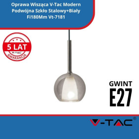 Oprawa Wisząca SKU 3877 V-Tac Modern Podwójna Szkło Stalowy+Biały Fi180Mm Vt-7181