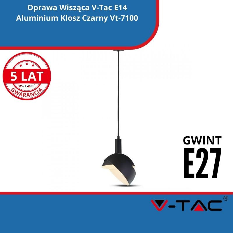 Oprawa Wisząca SKU 3921 V-Tac E14 Aluminium Klosz Czarny Vt-7100