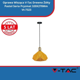 Oprawa Wisząca SKU 3950 V-Tac Drewno Żółty Pastel Seria Pryzmat 320X270Mm Vt-7323