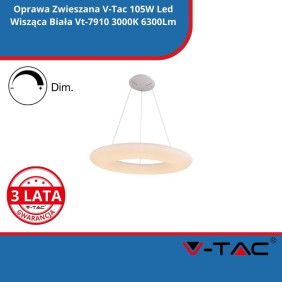 Oprawa Zwieszana SKU 40101 V-Tac 105W Led Wisząca Biała Vt-7910 3000K 6300Lm