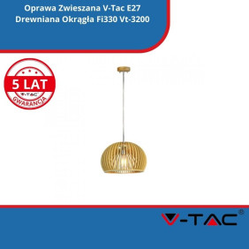 Oprawa Zwieszana SKU 40531 V-Tac E27 Drewniana Okrągła Fi330 Vt-3200