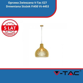 Oprawa Zwieszana SKU 40551 V-Tac E27 Drewniana Stożek Fi450 Vt-4453