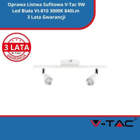 Oprawa Listwa Sufitowa SKU 218266 V-Tac 9W Led Biała Vt-810 3000K 840Lm 3 Lata Gwarancji