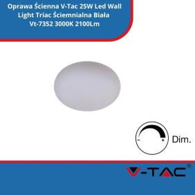 Oprawa Ścienna SKU 40051 V-Tac 25W Led Wall Light Triac Ściemnialna Biała Vt-7352 3000K 2100Lm