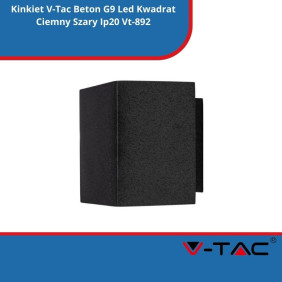 Kinkiet SKU 8692 V-Tac Beton G9 Led Kwadrat Ciemny Szary Ip20 Vt-892