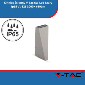 Kinkiet Ścienny SKU 218299 V-Tac 6W Led Szary Ip65 Vt-826 3000K 660Lm