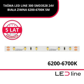 TAŚMA LED LINE 300 SMD3528 24V BIAŁA ZIMNA 6200-6700K 5M 240676