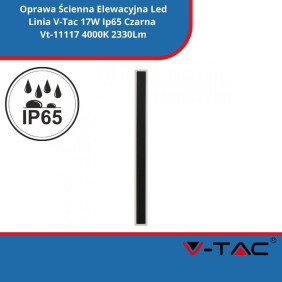 Oprawa Ścienna Elewacyjna Led Linia SKU 6831 V-Tac 17W Ip65 Czarna Vt-11117 4000K 2330Lm