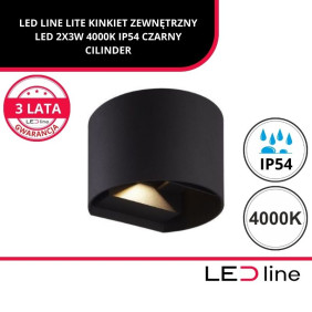 LED LINE LITE KINKIET ZEWNĘTRZNY LED 2X3W 4000K IP54 CZARNY CILINDER 475541