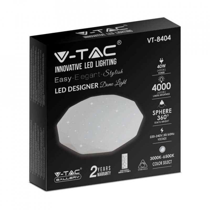 Plafon Sufitowy V-Tac 40W Led Pilot Cct Fi.350 Gwiazdy Diament Vt-8404 2700K-6400K 4000Lm