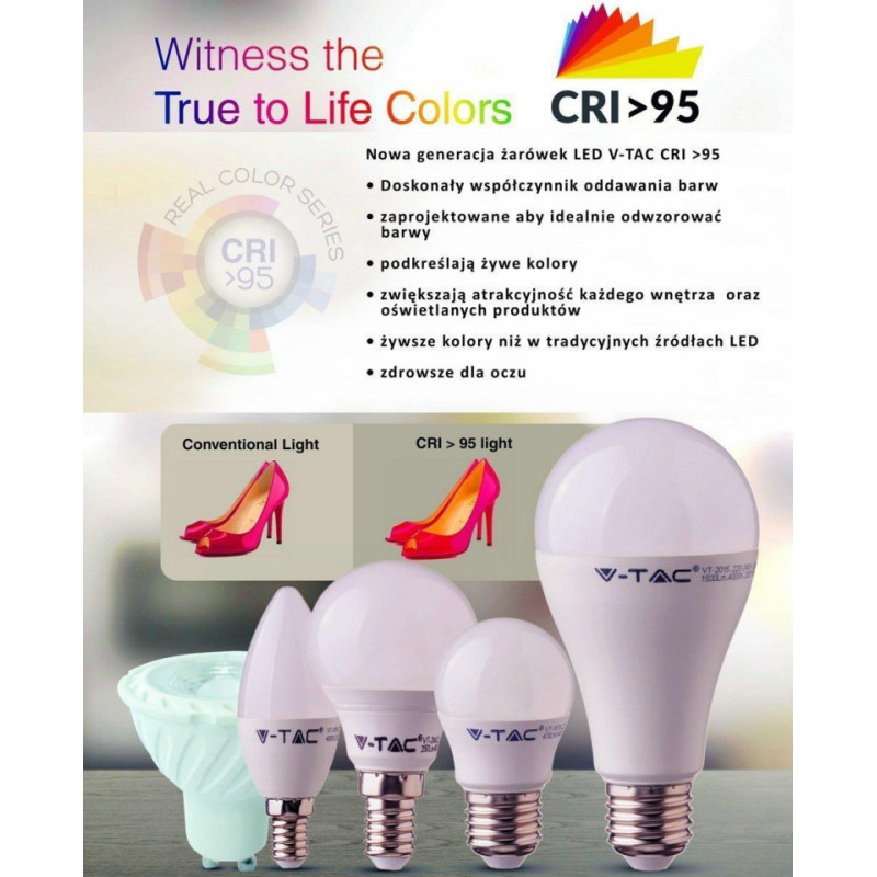Żarówka Led V-Tac 5.5W E14 C37 Świeczka Vt-2226 6400K Cri95+ 470Lm
