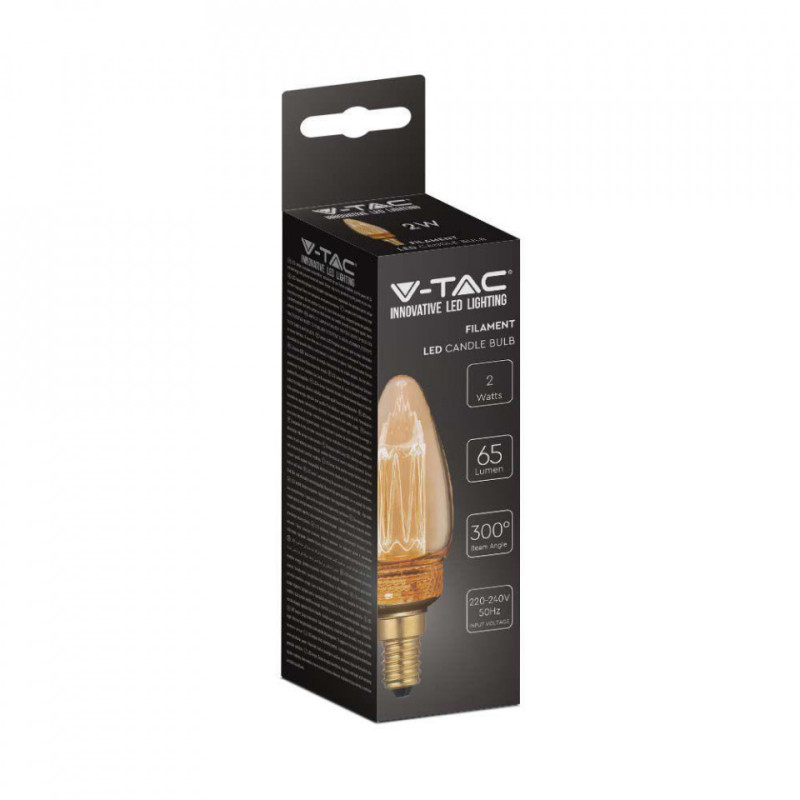 Żarówka Led V-Tac 2W Edison Retro Świeczka E14 Bursztynowa 200K Vt-2152 1800K 65Lm