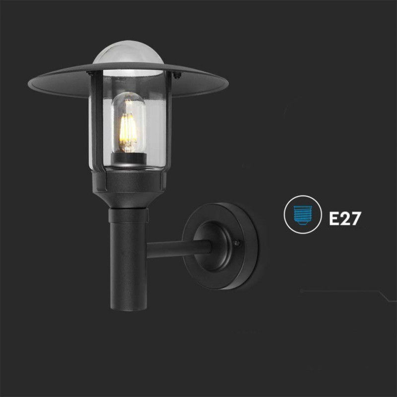 Oprawa Ogrodowa V-Tac E27 Kinkiet Czarny Mat Ip44 Vt-1158 3 Lata Gwarancji