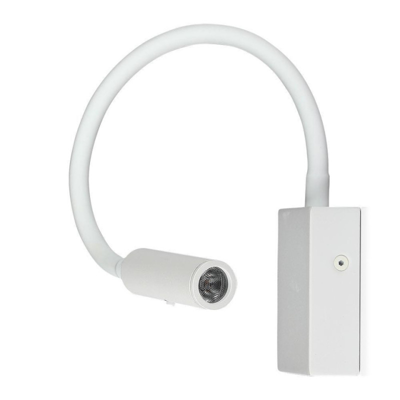 Oprawa Led V-Tac 3W Kinkiet Hotel Łóżko Włącznik Biały Cob Cree Vt-2913 3000K 180Lm 3 Lata Gwarancji