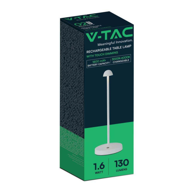 Lampka Biurkowa Nocna V-Tac 3W Led 29Cm Ładowanie Usb Ściemnianie Biała Vt-1073 3000K-6000K 130Lm