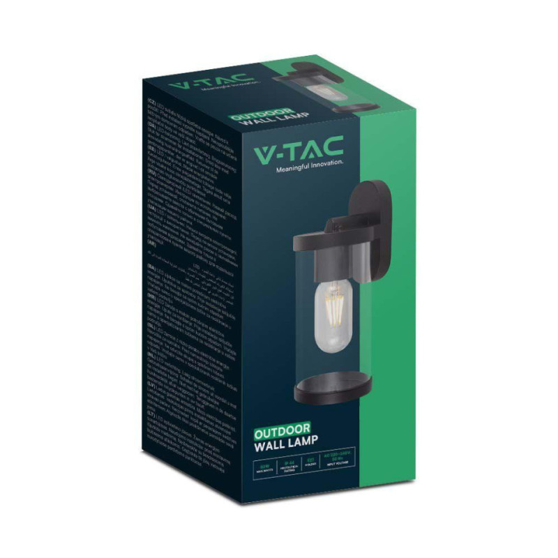 Kinkiet Ogrodowy Ścienny V-Tac Czarny Mat E27 Ip44 Vt-1149