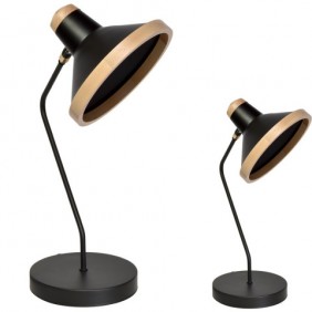 Lampa stołowa SALMA BLACK / WOOD 1xE27 60W