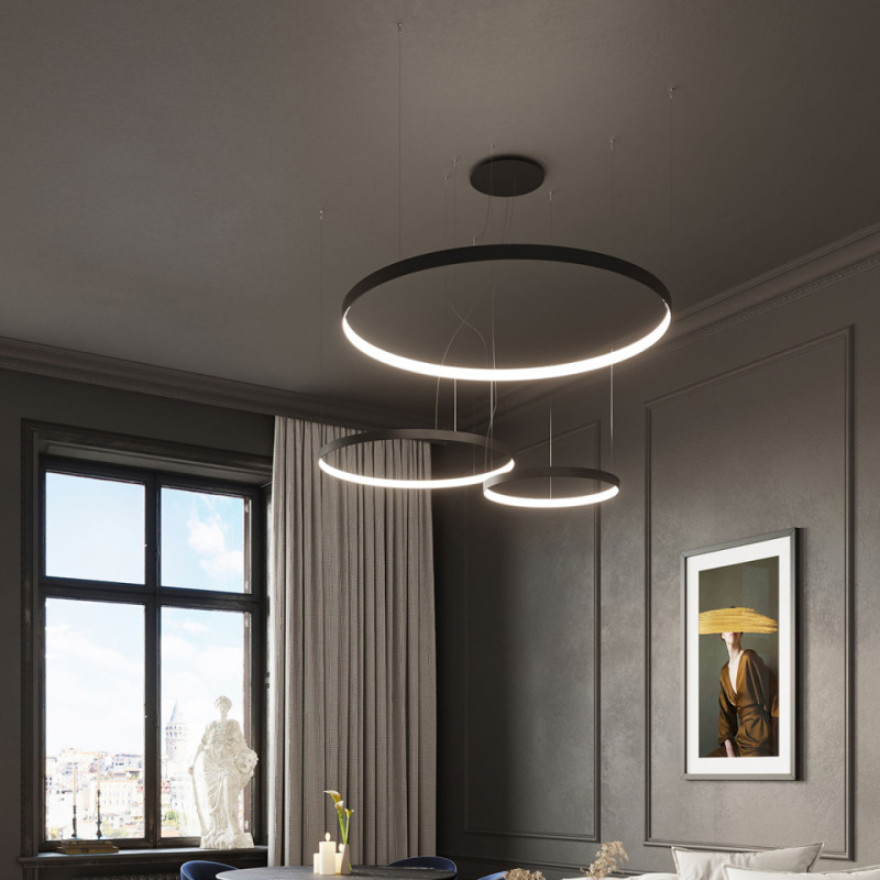 Żyrandol Rio 78 Czarny Led 3000K