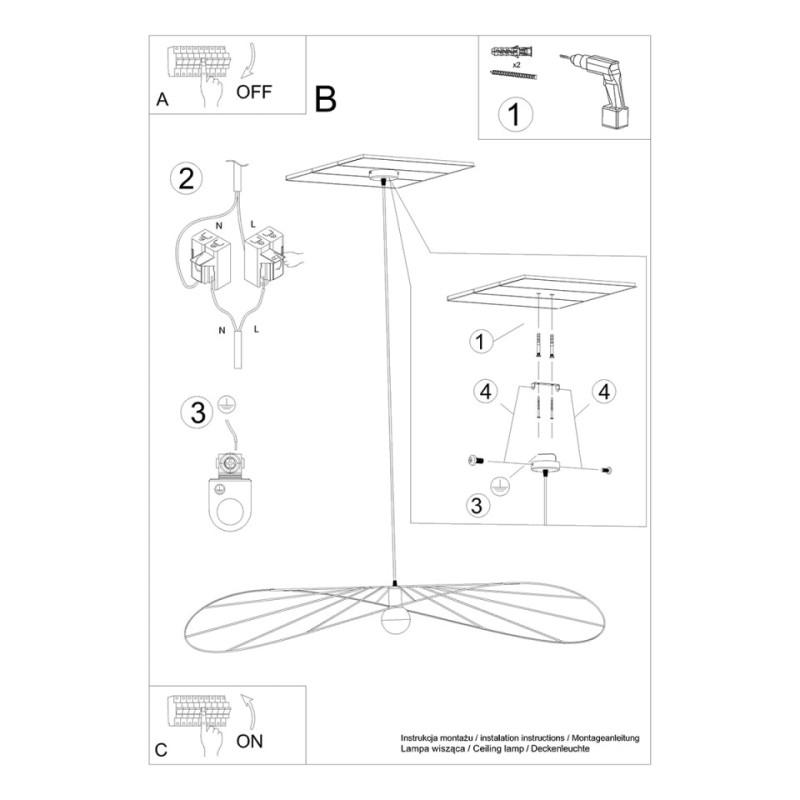 Lampa Wisząca Eskola 140 Czarna