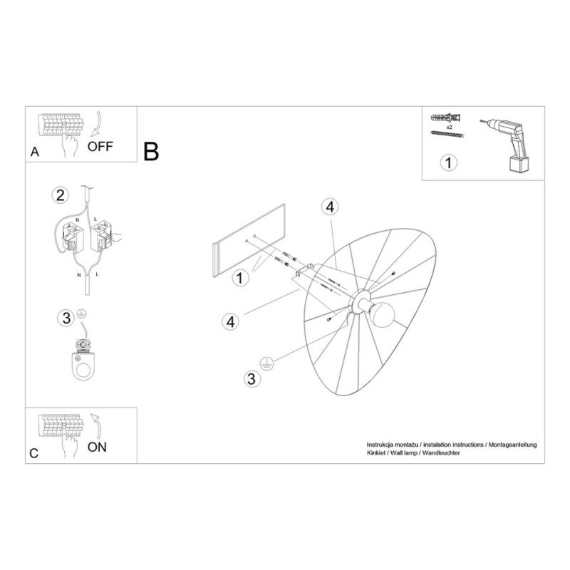 Kinkiet / Plafon Eskola 110 Czarny