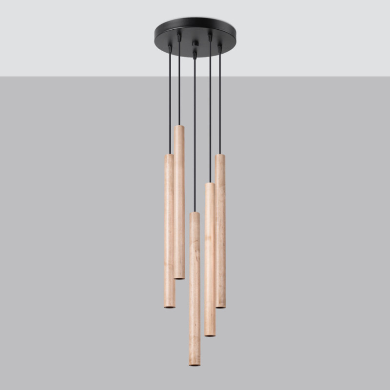 Lampa Wisząca Pastelo 5P Drewno
