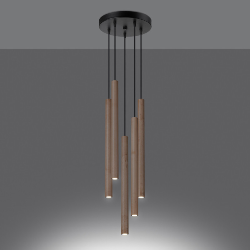 Lampa Wisząca Pastelo 5P Drewno