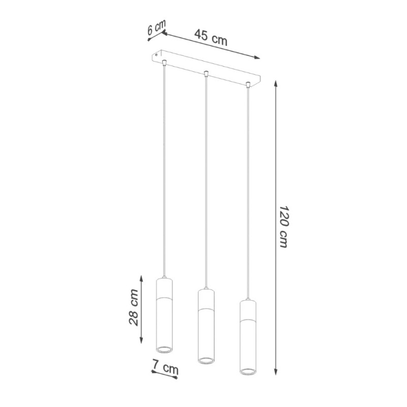 Lampa Wisząca Zane 3 Szara
