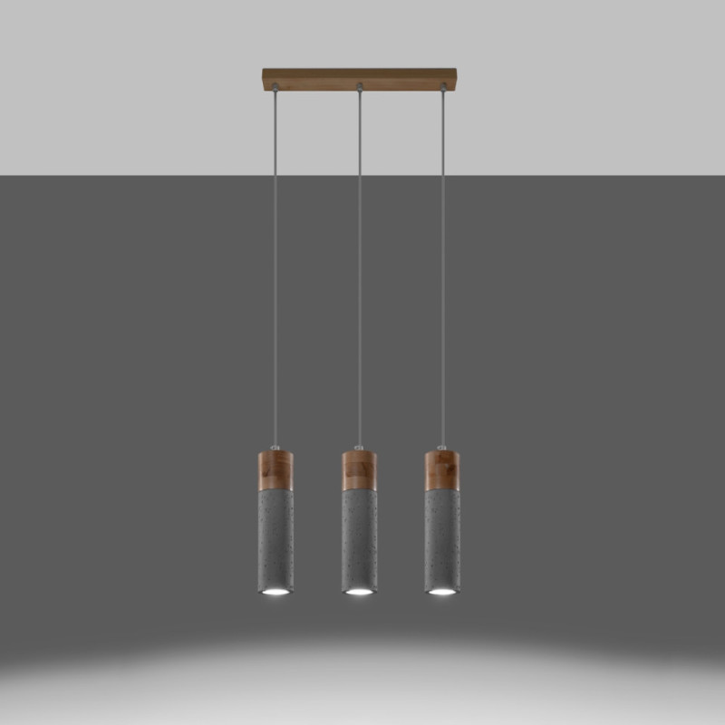 Lampa Wisząca Zane 3 Szara