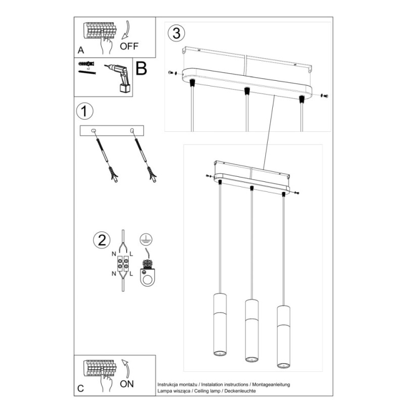 Lampa Wisząca Borgio 3L Biały