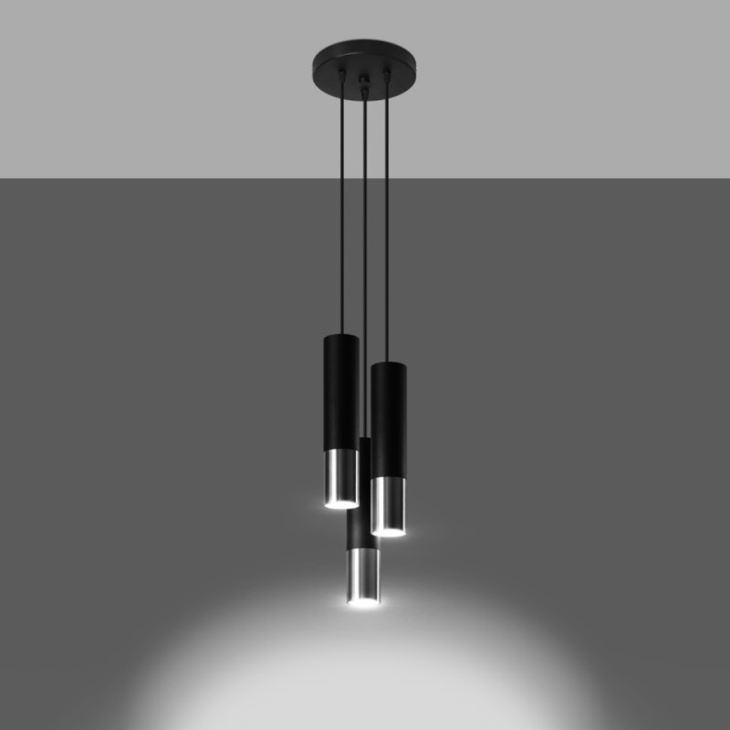 Lampa Wisząca Loopez 3P Czarny/Chrom