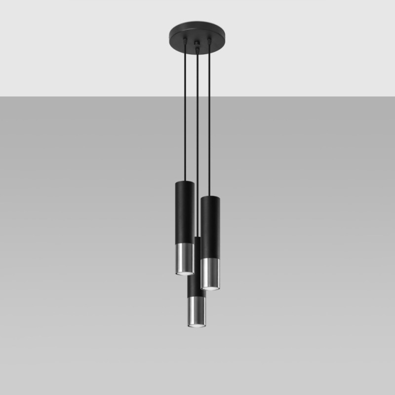 Lampa Wisząca Loopez 3P Czarny/Chrom