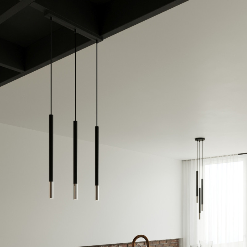 Lampa Wisząca Mozaica 3L Czarny/Chrom