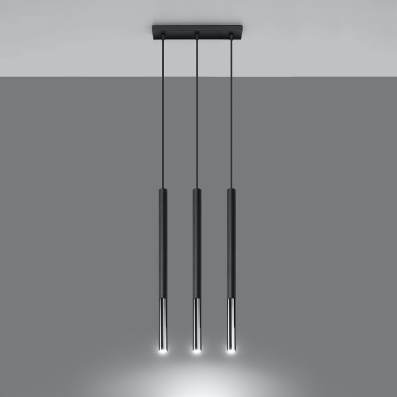 Lampa Wisząca Mozaica 3L Czarny/Chrom