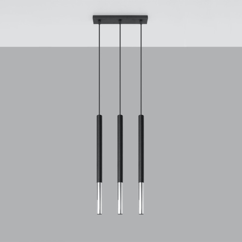 Lampa Wisząca Mozaica 3L Czarny/Chrom