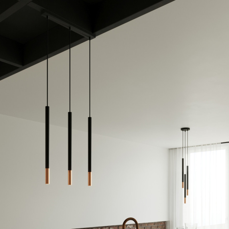 Lampa Wisząca Mozaica 3L Czarny/Miedź