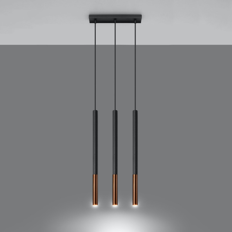 Lampa Wisząca Mozaica 3L Czarny/Miedź