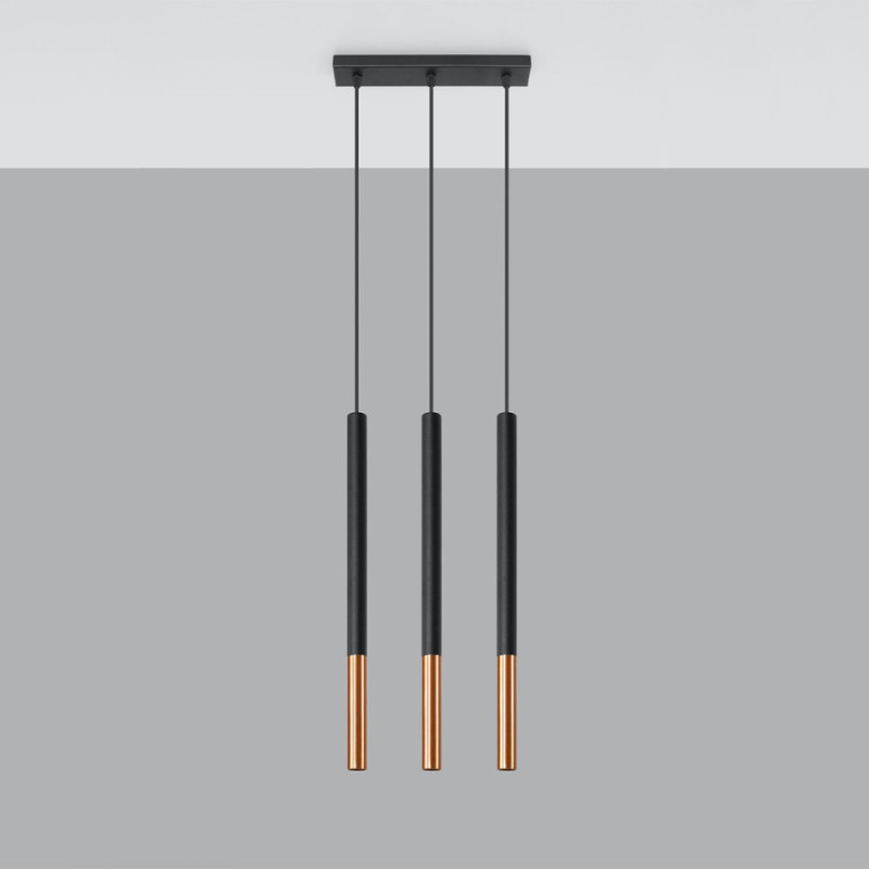 Lampa Wisząca Mozaica 3L Czarny/Miedź